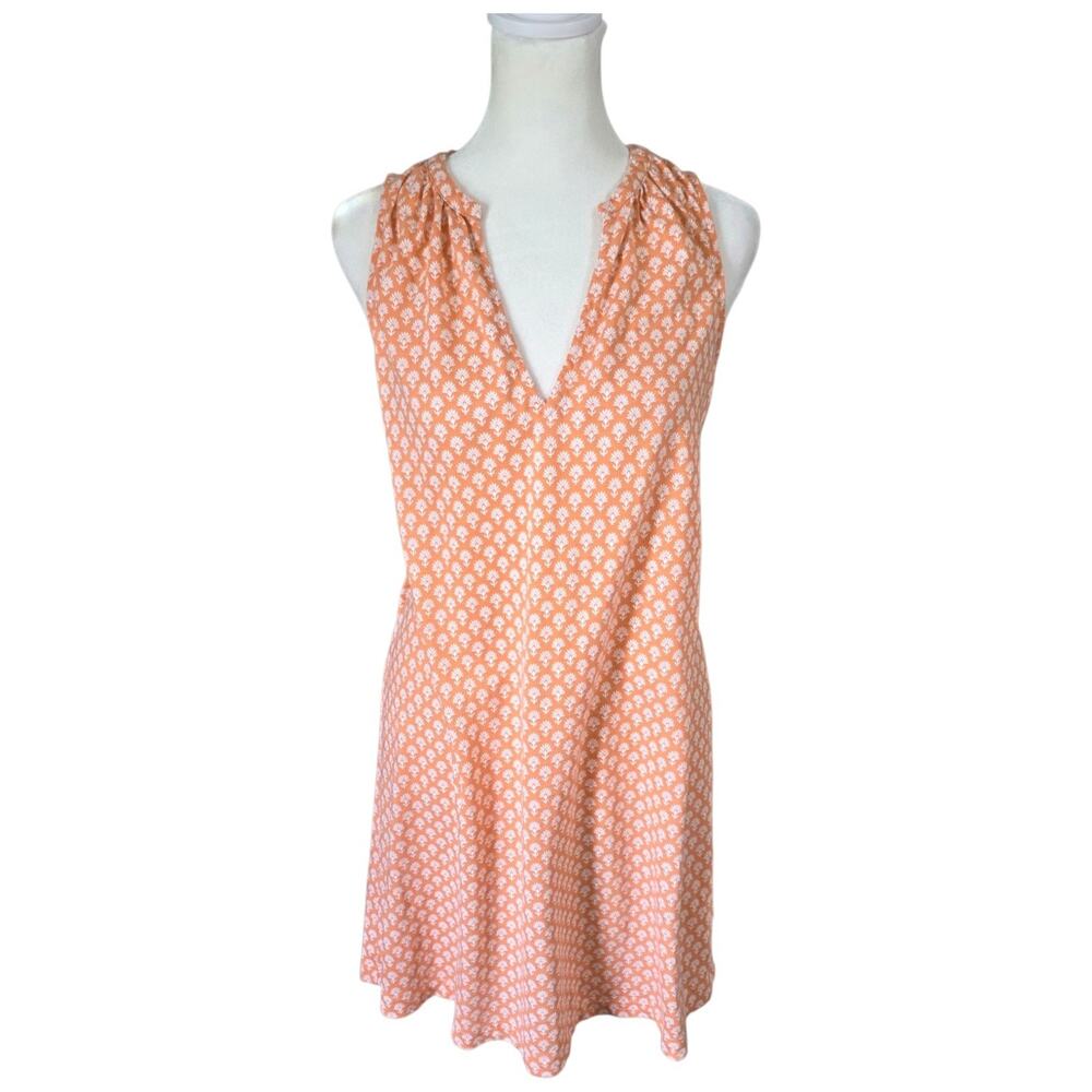 Boden Womens 4R Orange Floral Sleeveless Dress Cotton Modal Boho Resort
